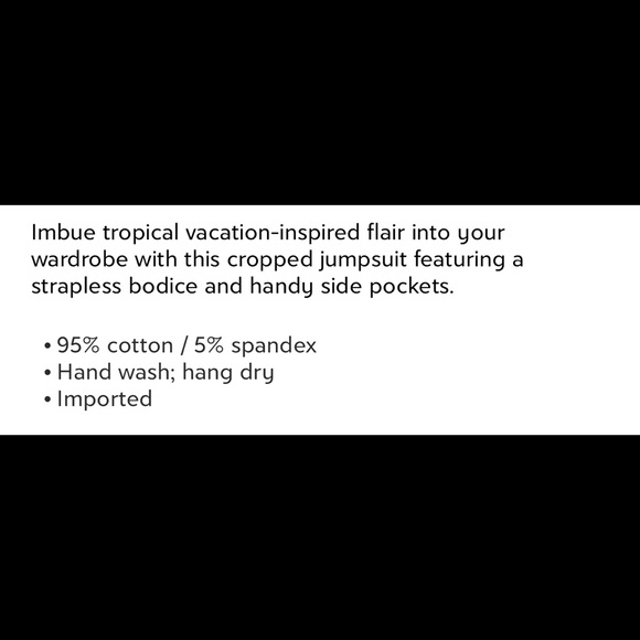 Black Tropical Floral Strapless Cropped Jumpsuit - Picture 5 of 7